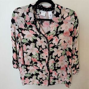 Emma James Floral Button-Up Blouse Size 20W Petite